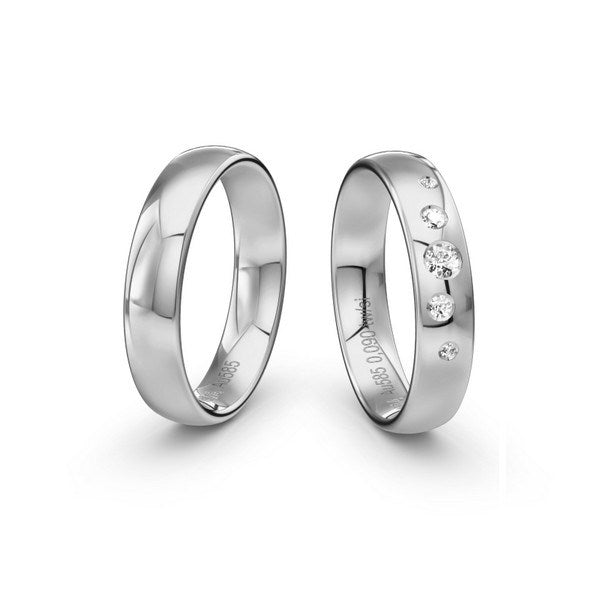 Romantiske Siersbøl vielsesringe i 14 karat hvidguld med 0,08 ct diamanter fra Siersbøl Wedding – klassiske og elegante ringe.
